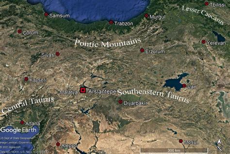 The physical geography of eastern Anatolia, showing the mountainous ...