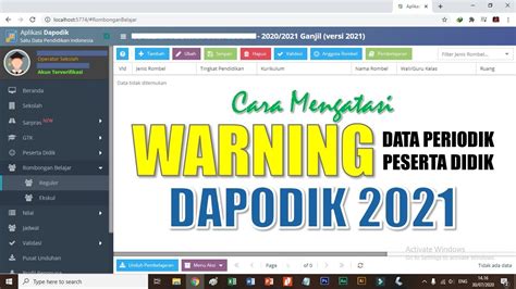 Cara Mengatasi Warning Data Periodik Peserta Didik Di Dapodik Youtube