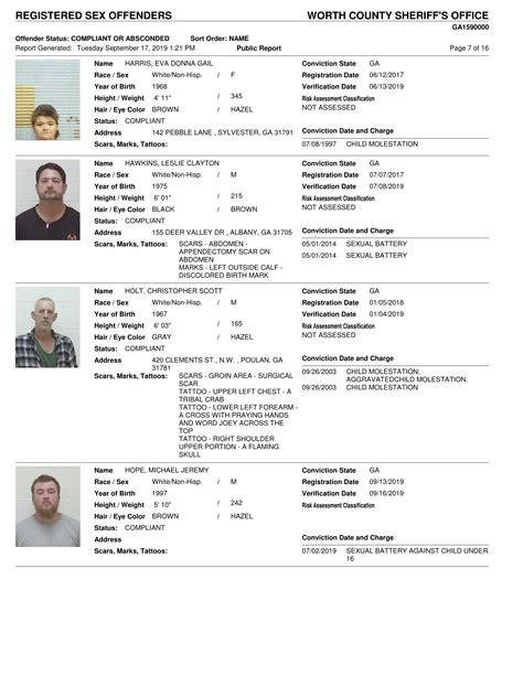Sex Offenders Worth County Sheriff
