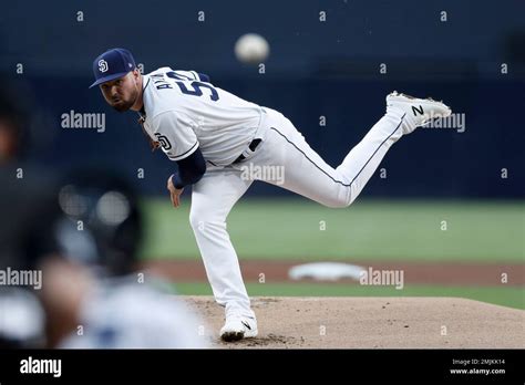 San Diego Padres starting pitcher Logan Allen works against a San ...