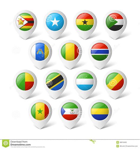 Map Pointers With Flags Africa Stock Vector Illustration Of Islands