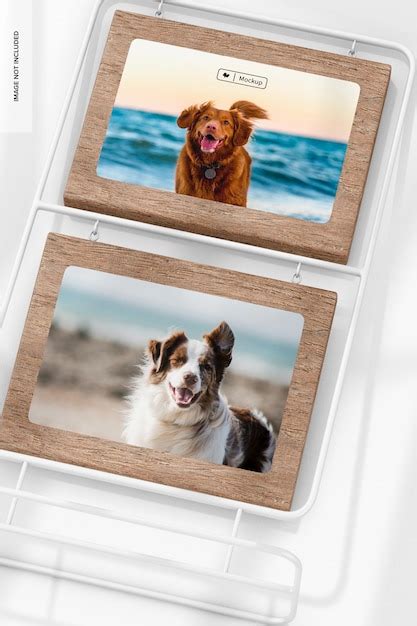 Premium Psd Vertical Photo Frame Stand Mockup Top View