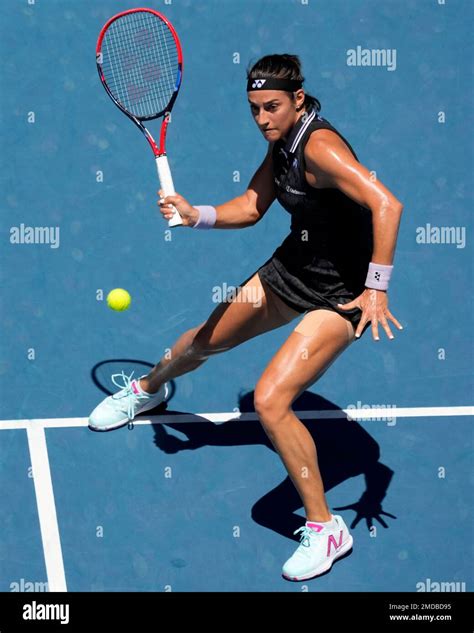 Caroline Garcia Of France Plays A Forehand Return To Magda Linette Of