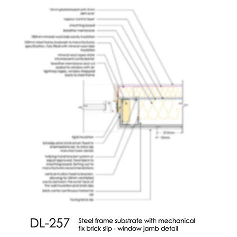 dl brick slip window jamb detail steel frame mechanical fix