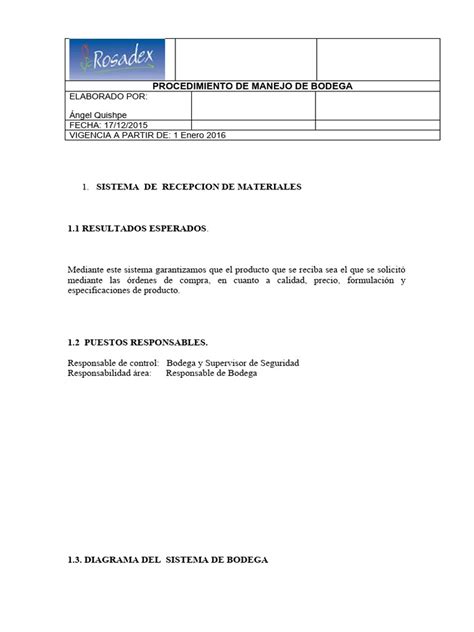 Proceso General DE BODEGA | PDF