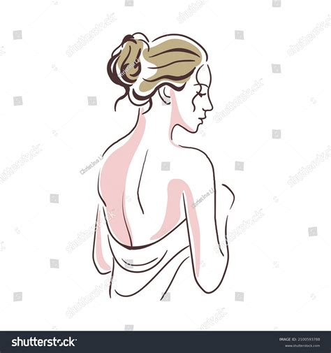 Figure Woman Girl Naked Back Profile Stock Vector Royalty Free 2100593788 Shutterstock