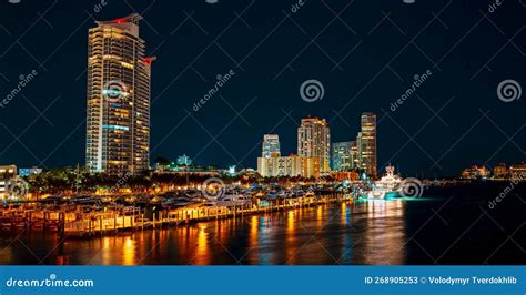 Miami City Skyline. Florida. Miami Skyscrapers at the Night. USA. Stock ...