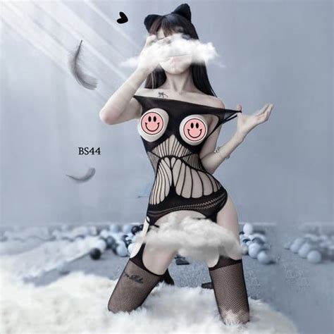 Promo Full Sexy Lingerie Body Stocking Open Crotchless Jaring Hitam Bs Kota Surabaya