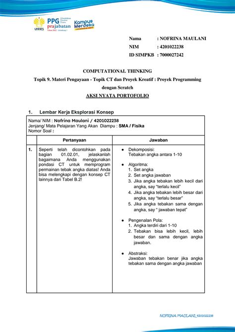 Solution Aksi Nyata Portofolio Topik Computational Thinking Studypool