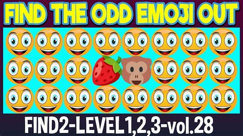 Find THE ODD EMOJI OUT FIND2 Level 1 2 3 Vol 28 Emoji Puzzle Quiz Find