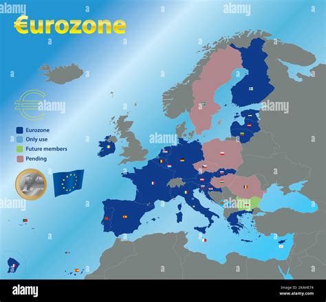 Euro Zone Karte Der Beitrittsl Nder Im Jahr Vektorgrafik Stock