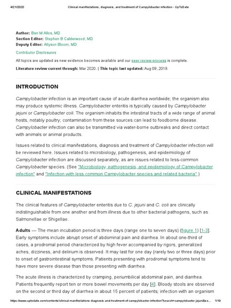 Clinical Manifestations, Diagnosis, and Treatment of Campylobacter ...