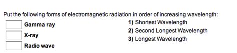 Solved Put The Following Forms Of Electromagnetic Radiation