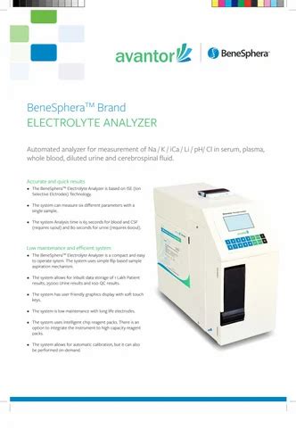 Fully Automatic Avantor Electrolyte Analyzer For Laboratory User