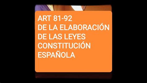 Art De La Elaboraci N De Las Leyes Constituci N Espa Ola