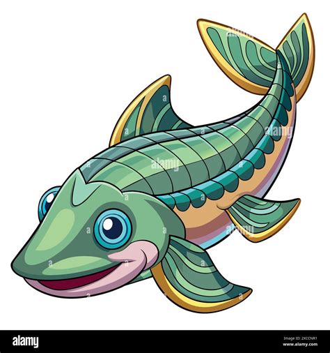 Atlantic Sturgeon Fish Looks Vector Kawaii Ai Generated Image Clipart