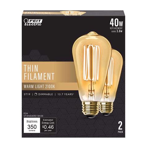 Feit Electric St19 E26 Medium Filament Led Bulb Warm White 40 Watt Equivalence 2 Pk Ace Hardware