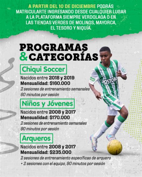 MATRÍCULAS ESCUELA DE FÚTBOL 2023 Atlético Nacional