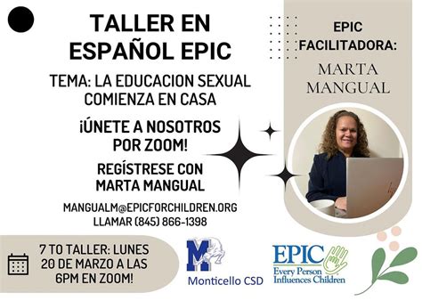 Epic To Host Spanish Workshop On Sex Education Begins At Home On March Monticello Central