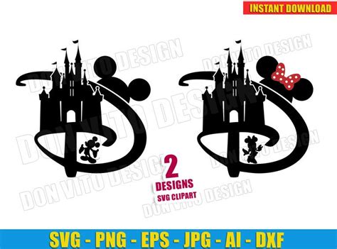 Disney D Castle Mickey Minnie Mouse Svg Dxf Png Cut Files Cricut