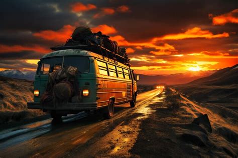 premium ai image  bus  driving   road