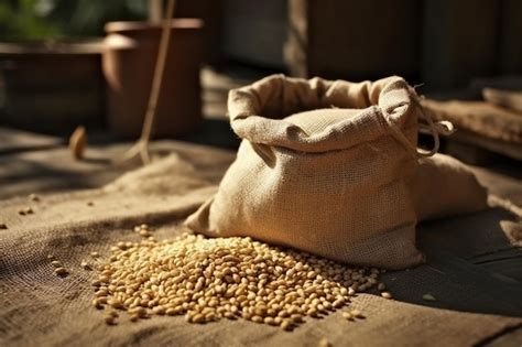 Una Bolsa De Frijoles Secos Se Sienta En Una Mesa Frente A Una Casa De