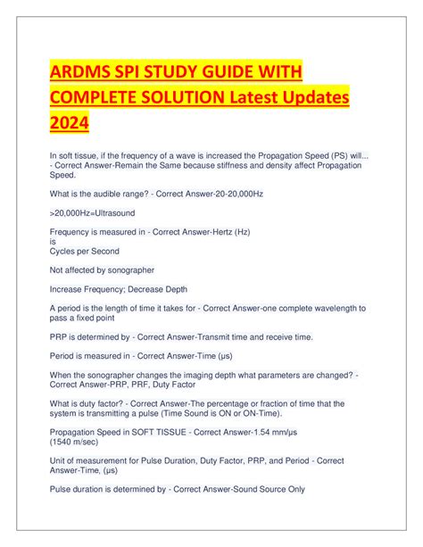 Ardms Spi Study Guide With Complete Solution Latest Updates