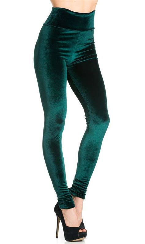 Forest Green High Waisted Velvet Leggings