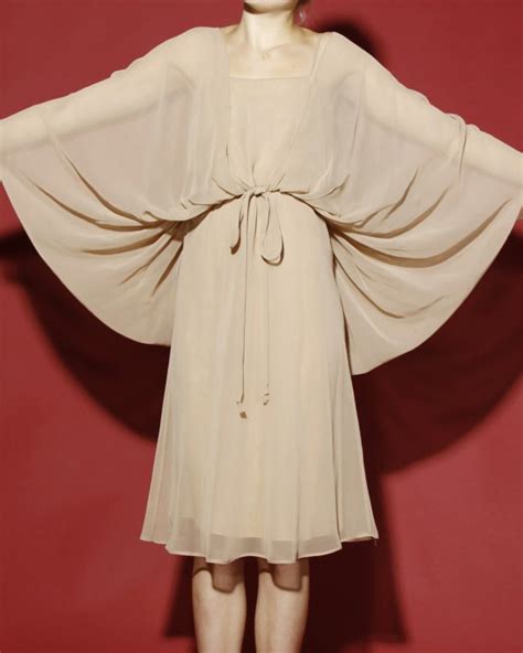 Vintage 1970 S Travilla Nude Chiffon Cocoon Dress At 1stDibs