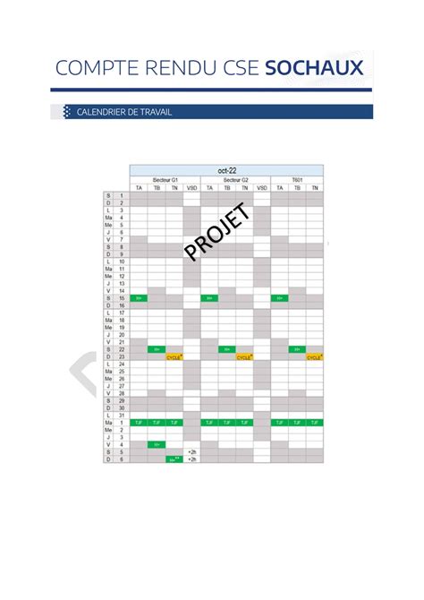 Am Nagement Du Calendrier De Travail Des Mois Doctobre Et Novembre