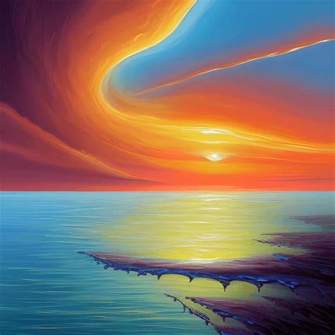 Sunset over Water Painting Graphic · Creative Fabrica