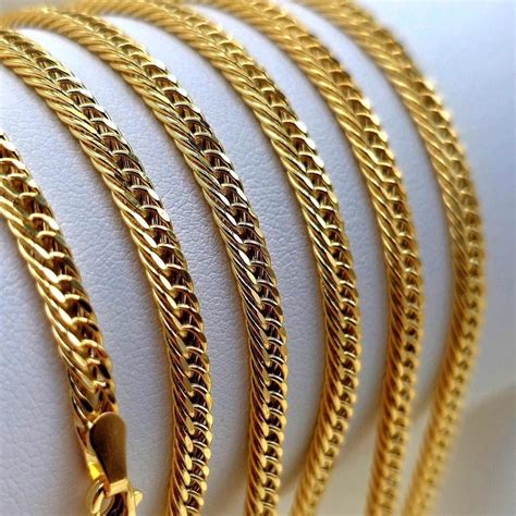 solid gold curb chain necklace pure  yellow gold tight link