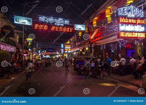 Pub Street In Siem Reap At Night Editorial Photo Image Of Market