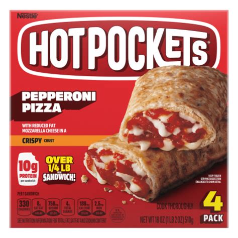 Hot Pockets Pepperoni Pizza Crispy Crust Frozen Sandwiches 4 Ct 18 Oz Kroger