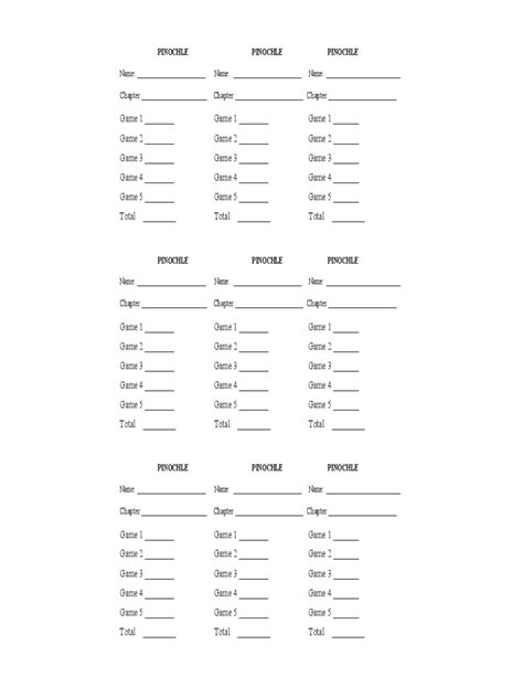 Pinochle Score Sheet - 4 Free Templates in PDF, Word, Excel Download