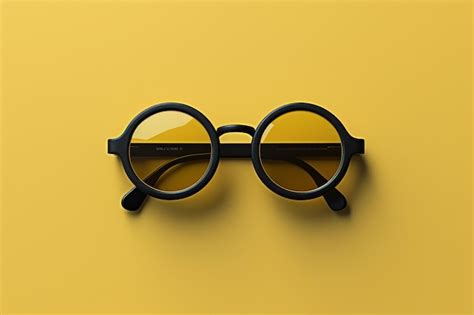 Premium AI Image | A yellow background with a black round glasses.