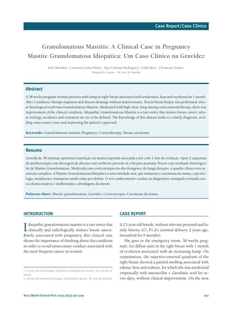 PDF Granulomatous Mastitis A Clinical Case In Pregnancy