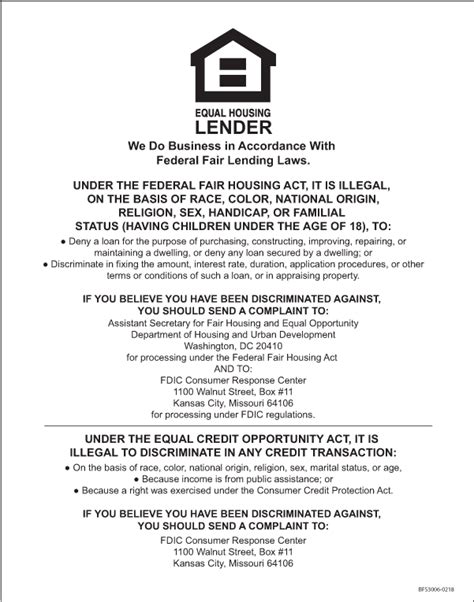 Download Fdic Version Single Sided 11 X 14 Equal Housing Lender Full Size Png Image Pngkit