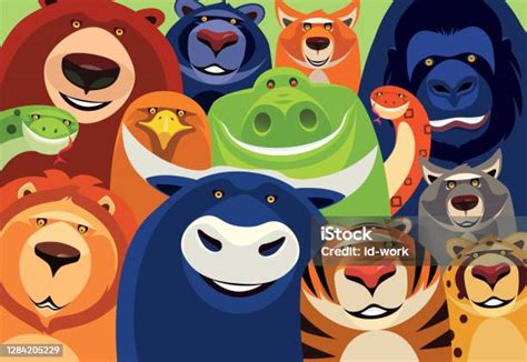 Group Of Cheerful Wild Animals Meeting Stock Illustration Download