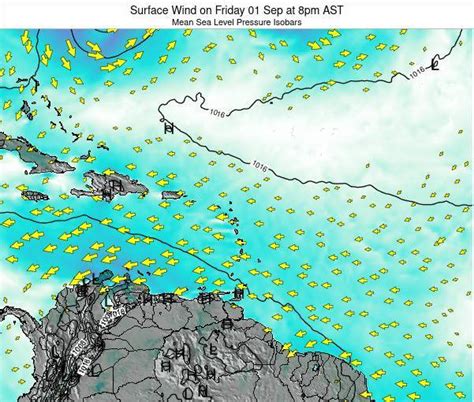 US Virgin Islands Surface Wind on Thursday 05 Aug at 2am AST