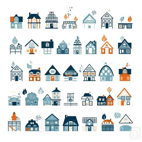 Premium Photo | A close up of a bunch of houses with different types of