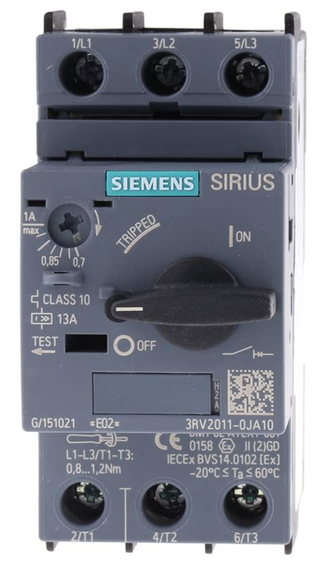 3rv2011 0ja10 Siemens Siemens 07 → 1 A Sirius Innovation Motor Protection Circuit Breaker