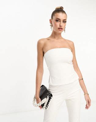 Naked Wardrobe Top Bandeau D Ensemble En Imitation Cuir Blanc Asos