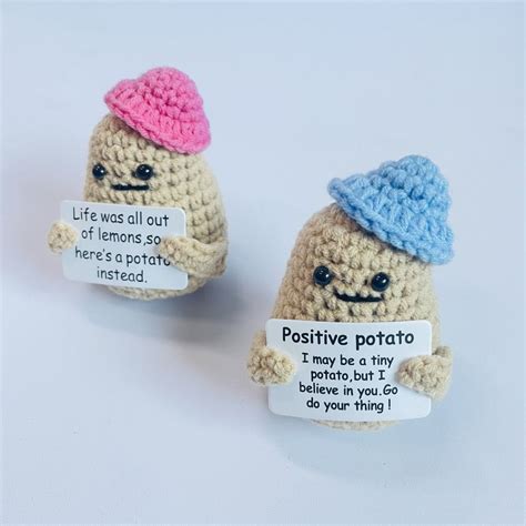 With Positive Card Funny Positive Potato Handmade Wool Knitted Potato ...