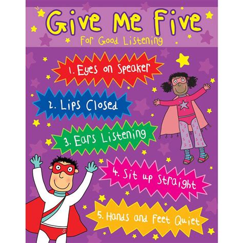 Give Me Five Poster Social Skills Classroom Rules Classroom