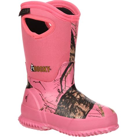 Girls Pink Camo Rubber Boots W Waterproof And Insulation Rubber Boot