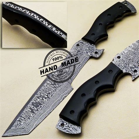 Tanto Damascus Tracker Knife Custom Handmade Damascus Steel