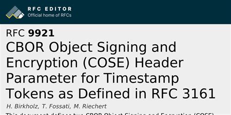 rfc  cbor object signing  encryption cose header parameter