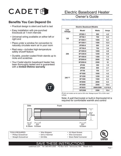 Electric Baseboard Heater Size Chart Best Picture Of Chart Anyimage Org