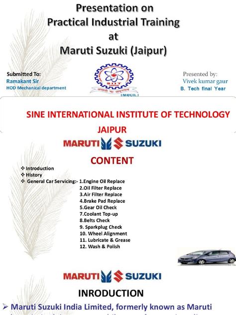 On Industrial Training at Maruti Suzuki Workshop | PDF